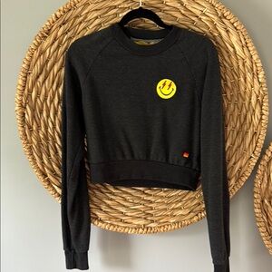 Aviator Nation Black and Yellow Crop Sweatshirt